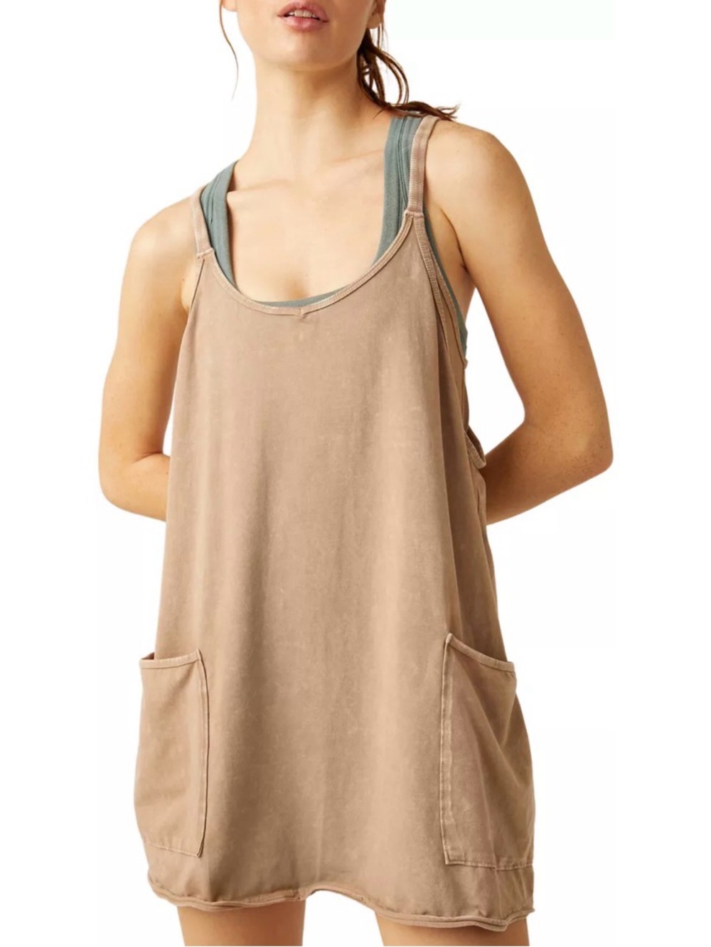 Free People Movement Hot Shot Scoop Neck Sleeveless Patch Pocket Mini Dress - Picture 5 of 8